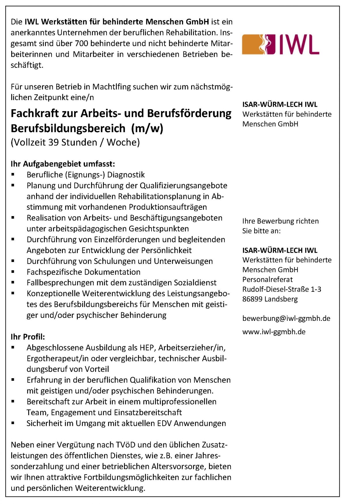 Stellenangebote Stellenanzeige Freie Stellen Bewerbung