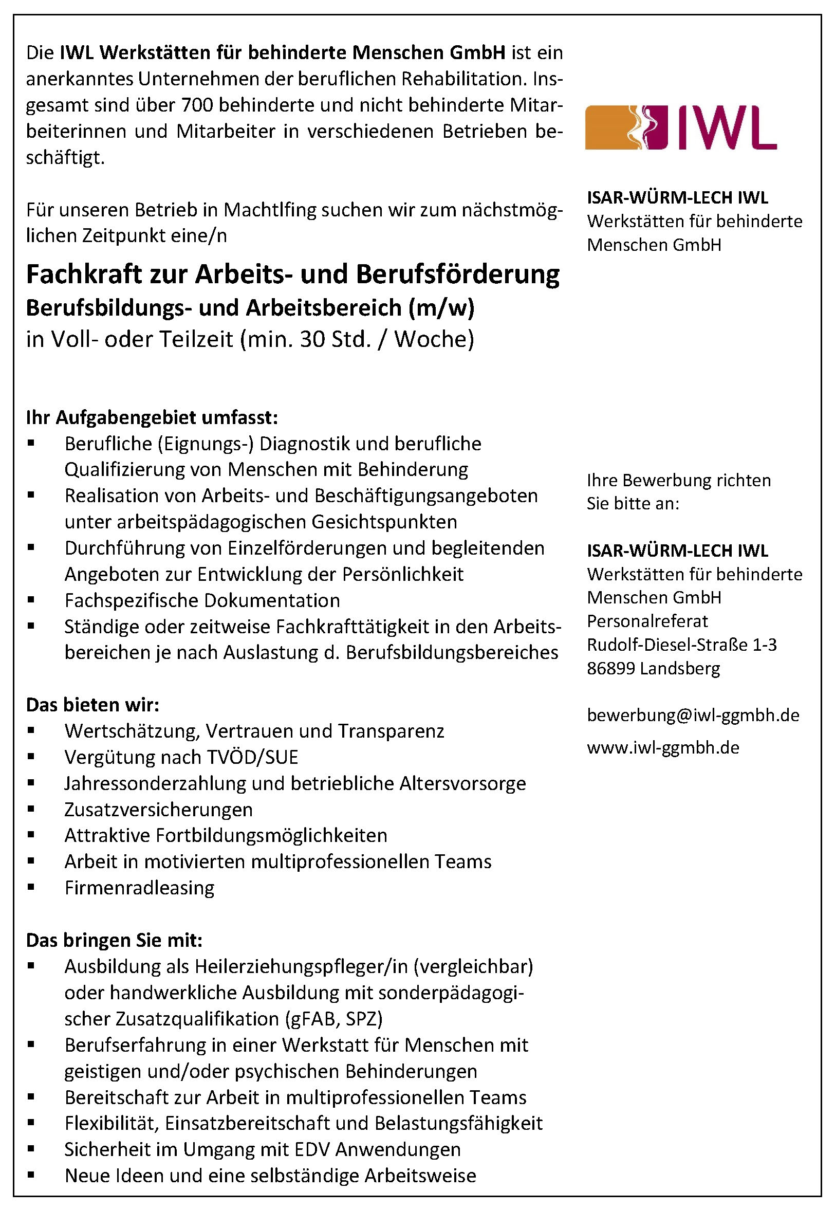 Stellenausschreibung BBB_MA IWL