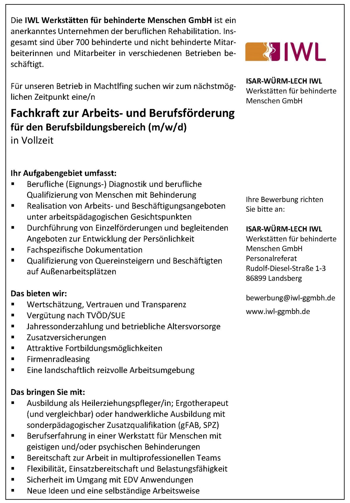 Stellenangebote Stellenanzeige Freie Stellen Bewerbung