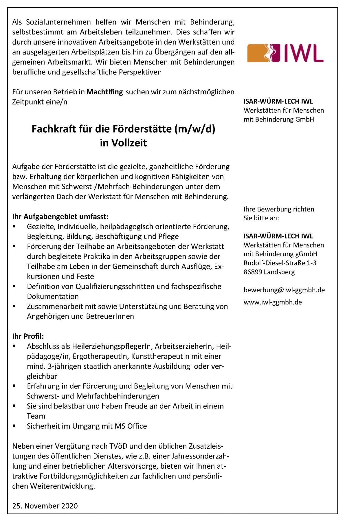 IWL Stellenangebote - Stellenanzeige, Freie Stellen und Bewerbung