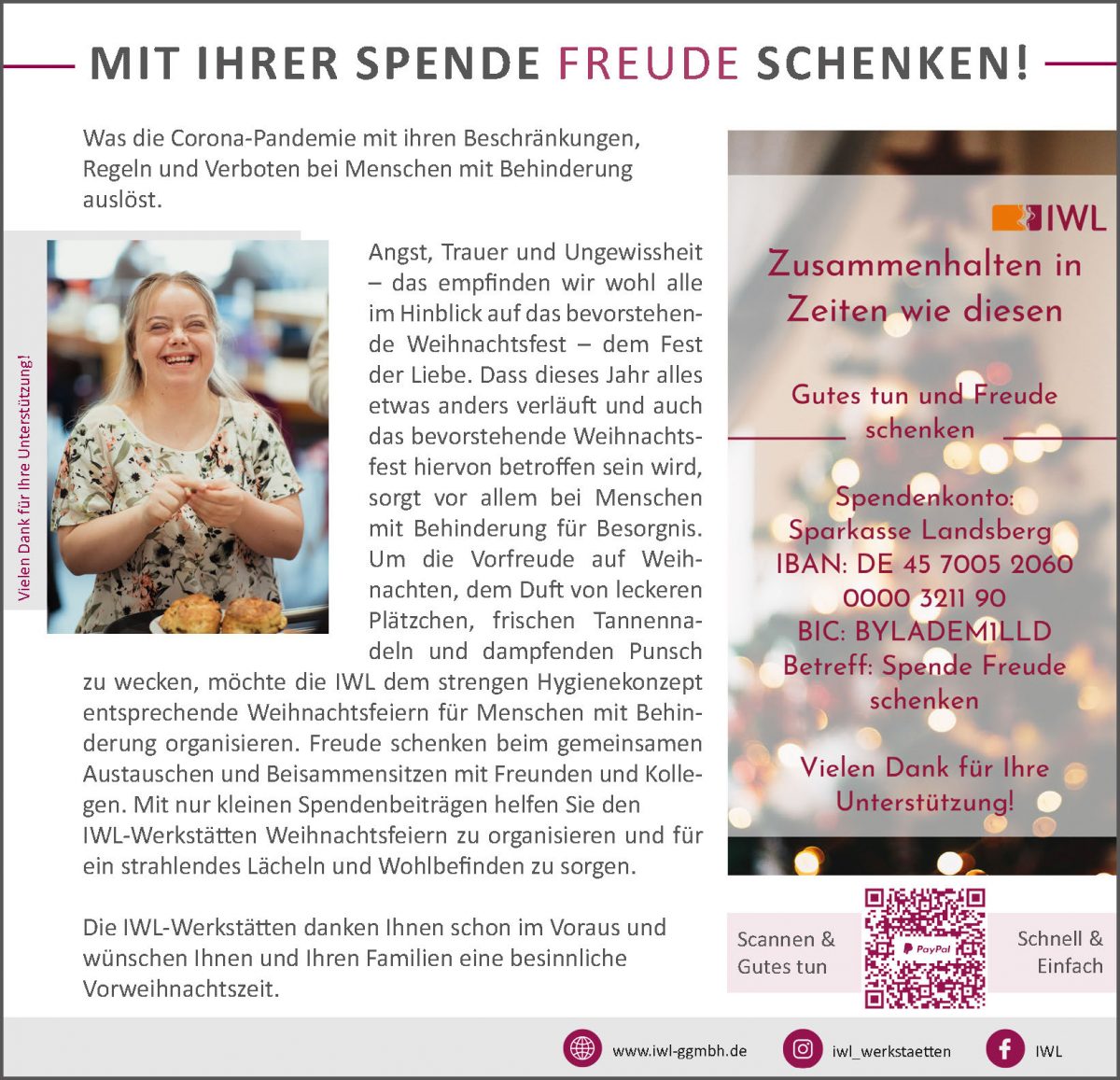 Spendenaufruf IWL im Landsberger Tagblatt