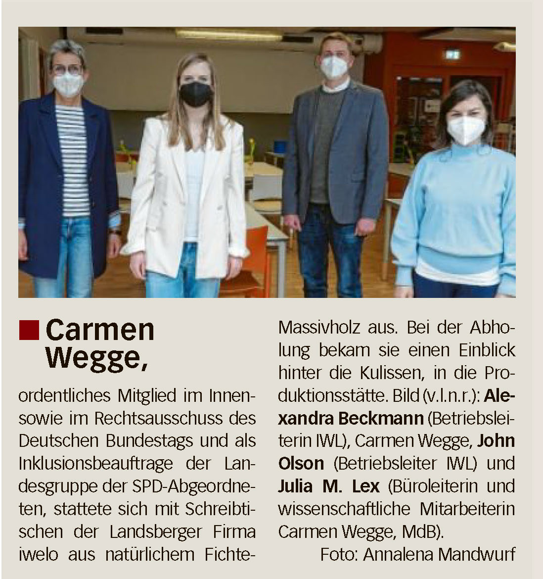 Landsberg Extra_Zeitungsbericht Carmen Wegge IWL