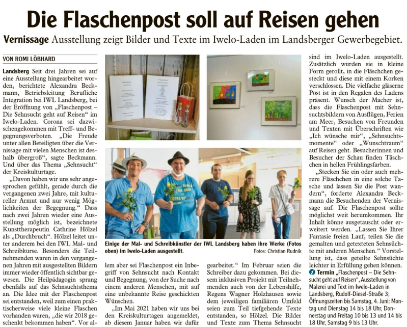 Die Flaschenpost soll auf Reisen gehen, IWL, Landsberger Tagblatt