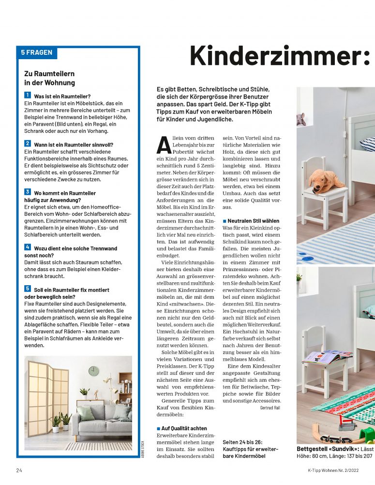 K-Tipp Kindezimmer wohnen pure position