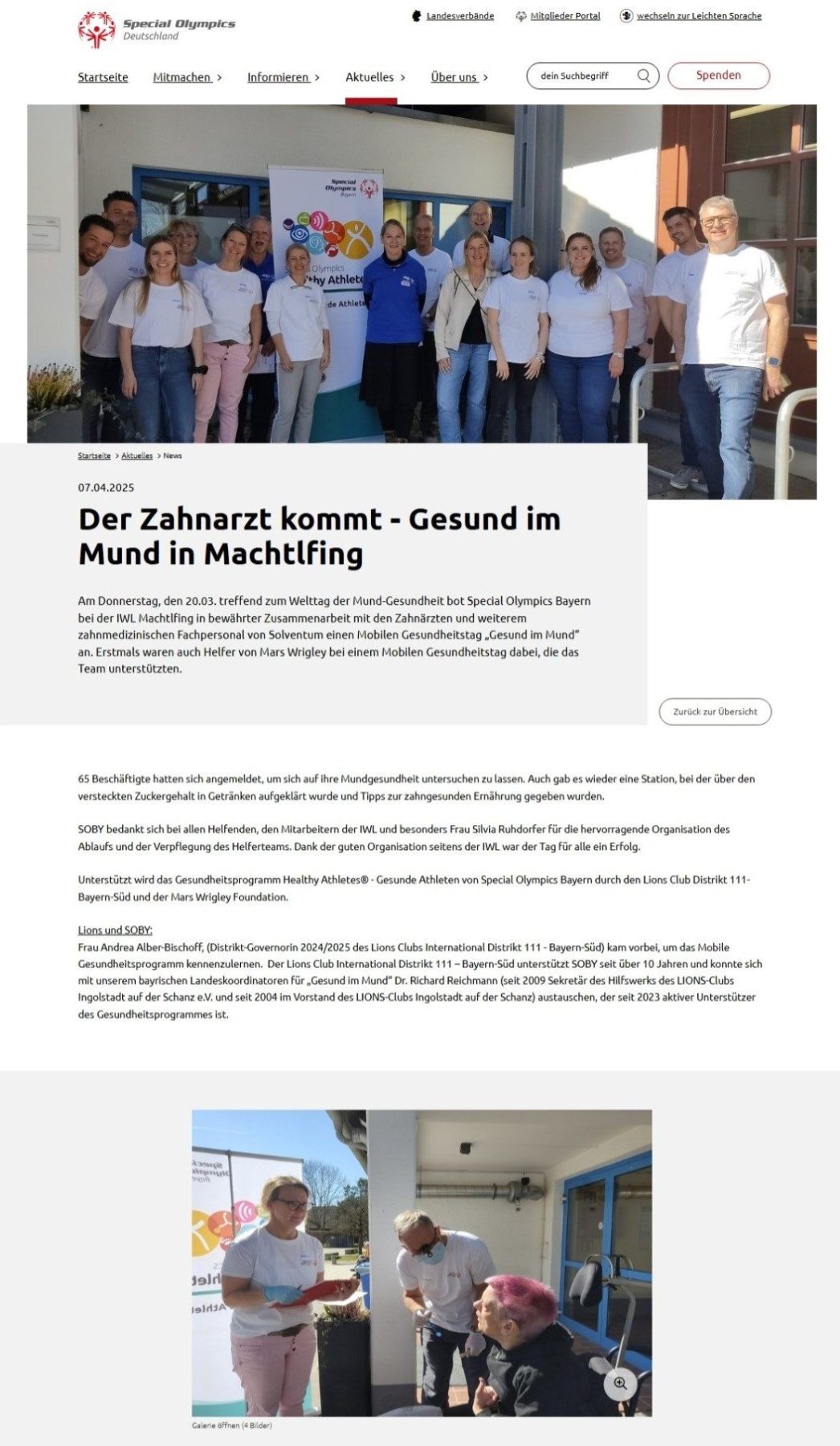 Special Olympics, Gesund im Munds, IWL, Machtlfing, Landkreis Starnberg