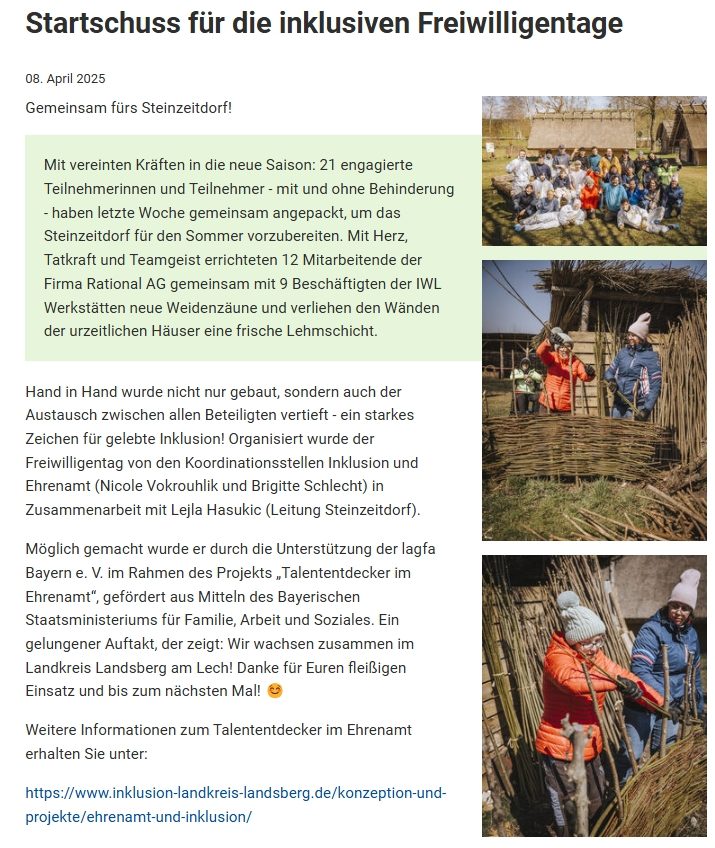 Zeitungsartikel, Freiwilligentage, IWL, Rational